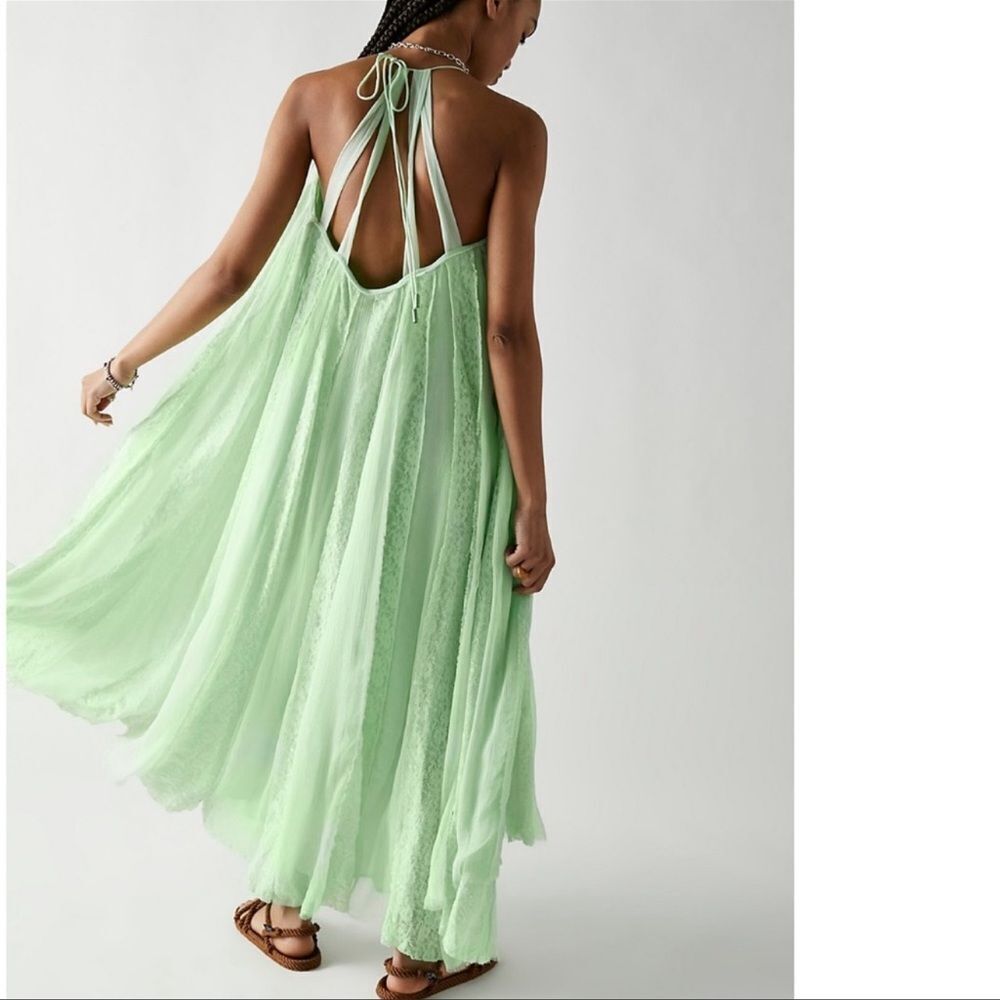 Free People Green Sweet Sea Lace Maxi Dress Size Large NWOT - Picture 10 of 10